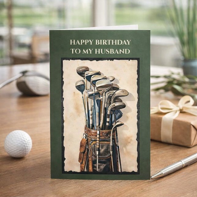 Feliz Cumpleaños a Mi Esposo Tarjeta de Golf Vinta (Subido por el creador)
