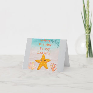 Feliz Cumpleaños a mi Estrella de Mar. Tarjeta de