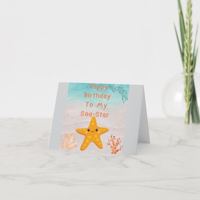 Feliz Cumpleaños a mi Estrella de Mar. Tarjeta de  (Anverso)