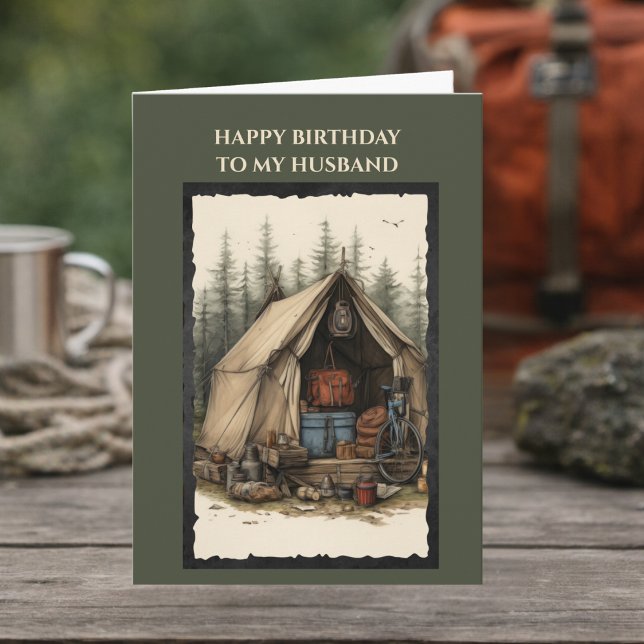 Feliz Cumpleaños a mi Tarjeta de Esposo | Camping  (Subido por el creador)