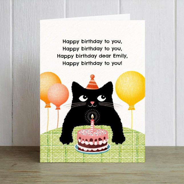 Feliz cumpleaños a ti con gato, pastel y vela (Subido por el creador)