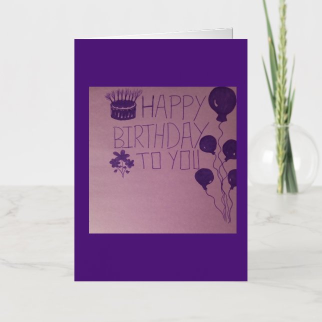 Feliz cumpleaños a tu bola de flores púrpuras Post (Anverso)
