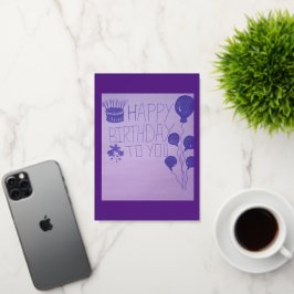 Feliz cumpleaños a tu bola de flores púrpuras Post