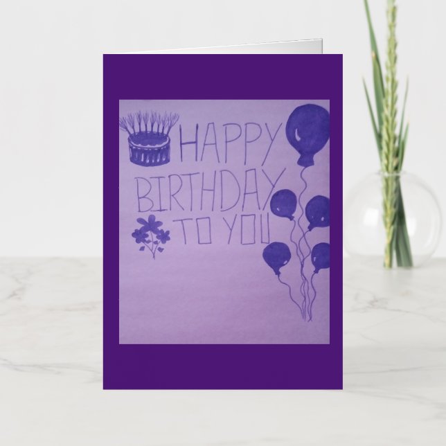 Feliz cumpleaños a tu bola de flores púrpuras Post (Anverso)