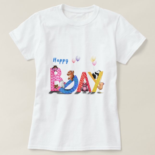 Feliz cumpleaños a un bebé de camiseta con Fiesta  (Diseño del anverso)