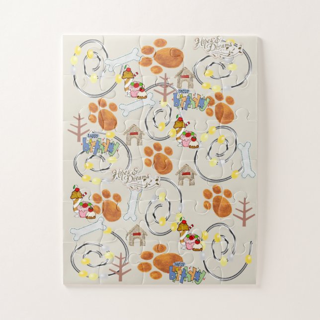 Feliz cumpleaños a un perroCupcake rompecabezas (Vertical)