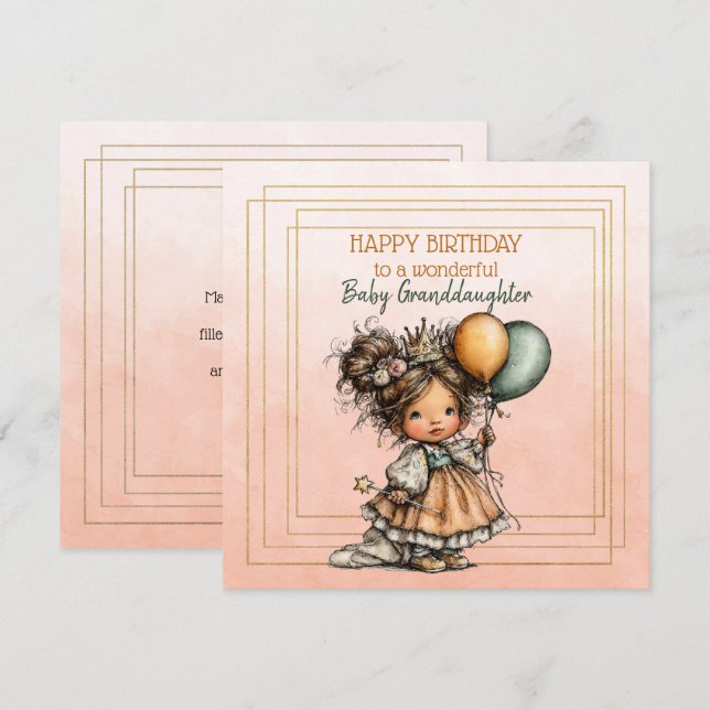 Feliz Cumpleaños a una Maravillosa Nieta Bebé (Anverso / Reverso)