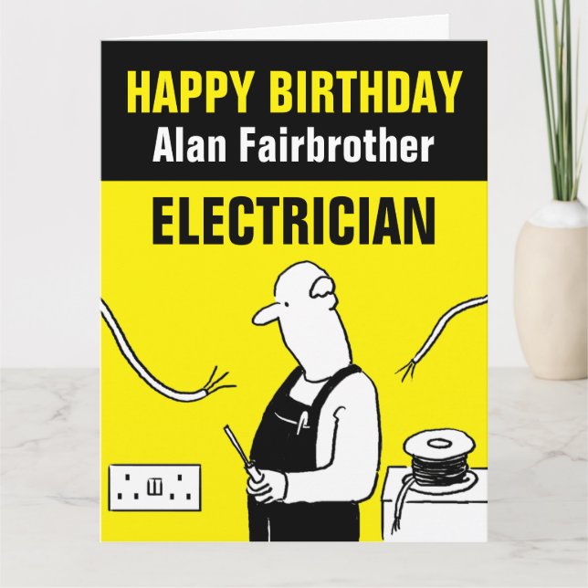 Feliz cumpleaños a una tarjeta de electricista (Anverso)