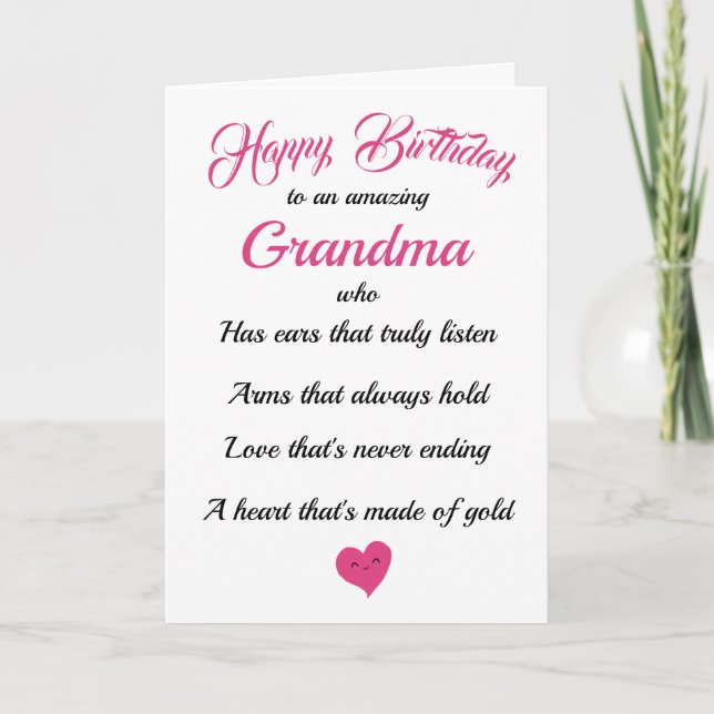 Feliz cumpleaños, abuela, tarjeta de tipografía ro (Anverso)