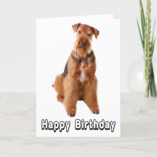 Feliz cumpleaños Airedale Terrier Dog Tarjeta de f