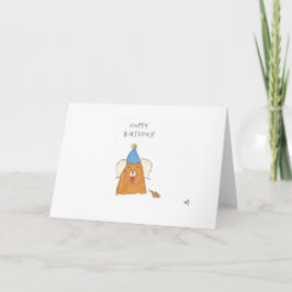 Feliz cumpleaños al perro en la tarjeta del Gorra