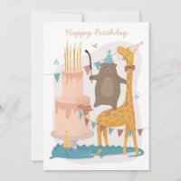 Feliz cumpleaños. Animales bonitos. Girafa de oso 