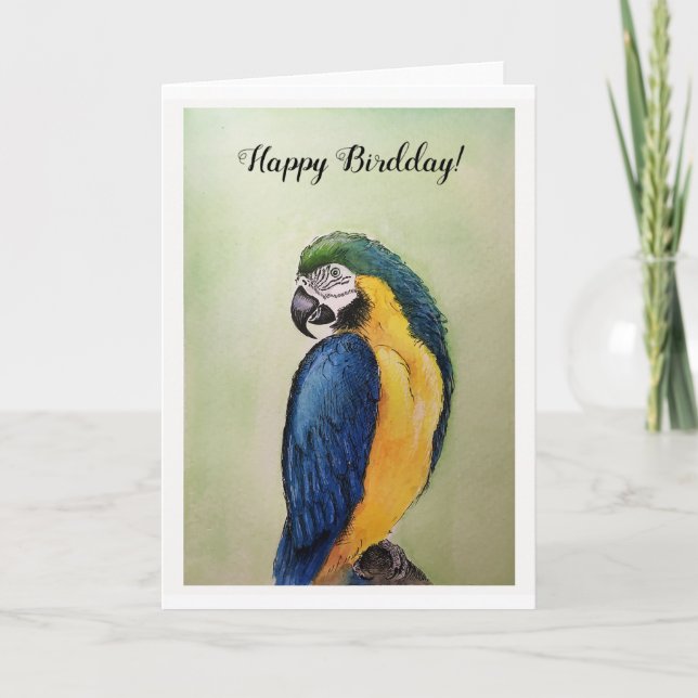 Feliz cumpleaños Ara Watercolor y tarjeta de pintu (Anverso)