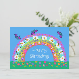Feliz cumpleaños, arcoiris de mariposas florales