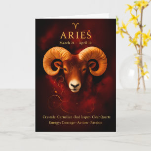 Feliz cumpleaños Aries   Tarjeta de Piedra de Naci