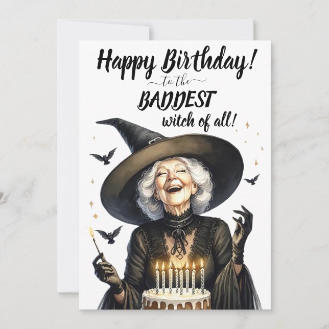 ¡Feliz cumpleaños BADDEST Witch! Tarjeta de Navida (Anverso)