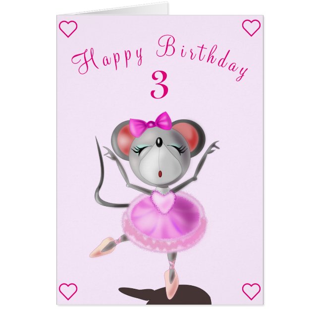 Feliz cumpleaños, bailarina de ballet, ratón, tus  (Frente)