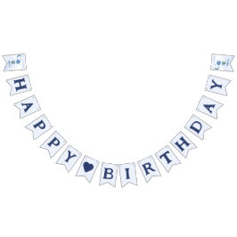 Feliz cumpleaños banderas de elefante azul marino