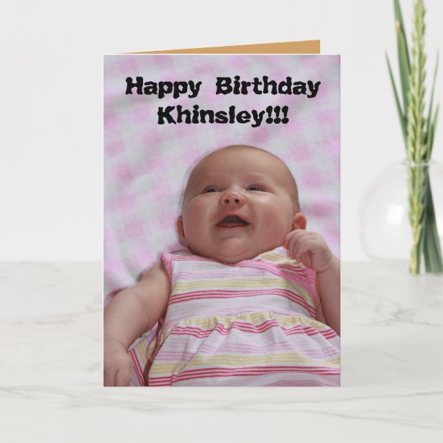 Feliz cumpleaños, bebé, niña, cumpleaños, tarjeta  (Anverso)