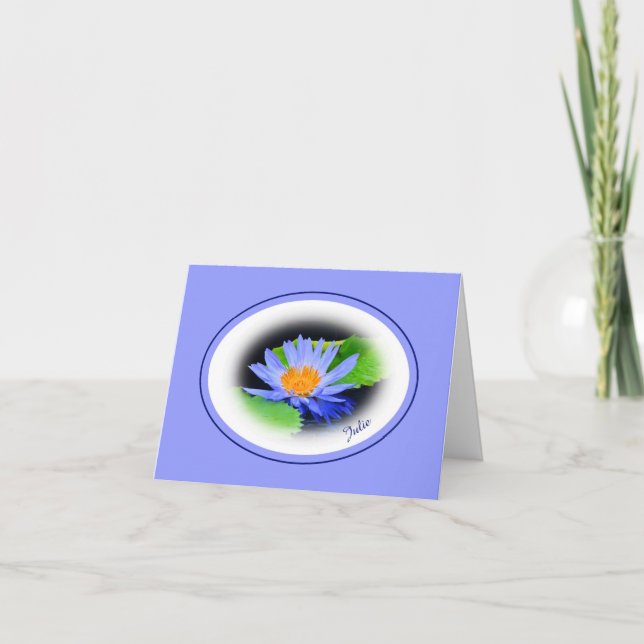 Feliz cumpleaños Blue Water Lily Nota Tarjetas de  (Anverso)