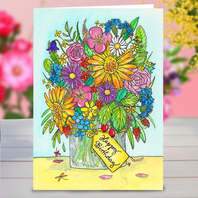 Feliz cumpleaños Bouquet tarjeta de bienvenida de  (Subido por el creador)