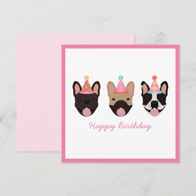 Feliz cumpleaños Bulldog francés Fiestas Gorras ro (Anverso / Reverso)