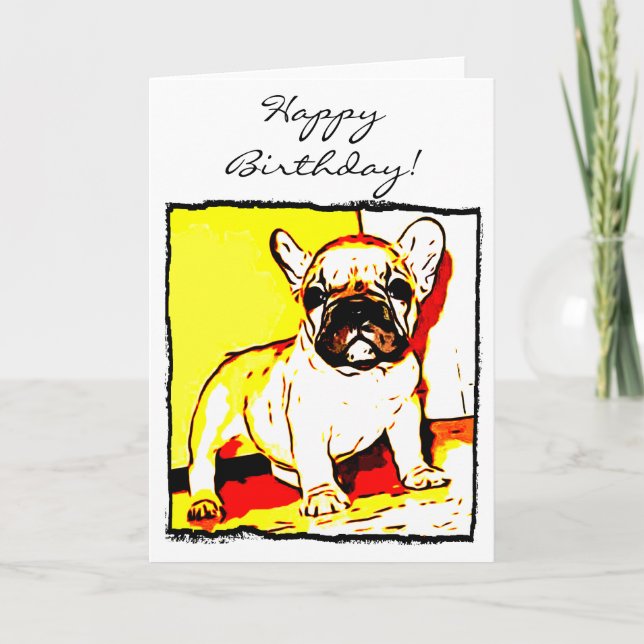 Feliz cumpleaños Bulldog francés tarjeta de bienve (Anverso)