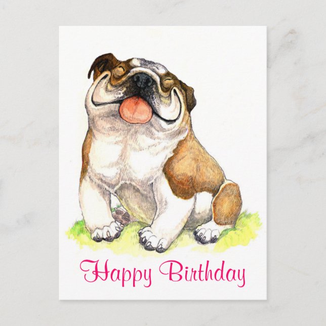 Feliz cumpleaños Bulldog Papicolau, tarjeta postal (Anverso)