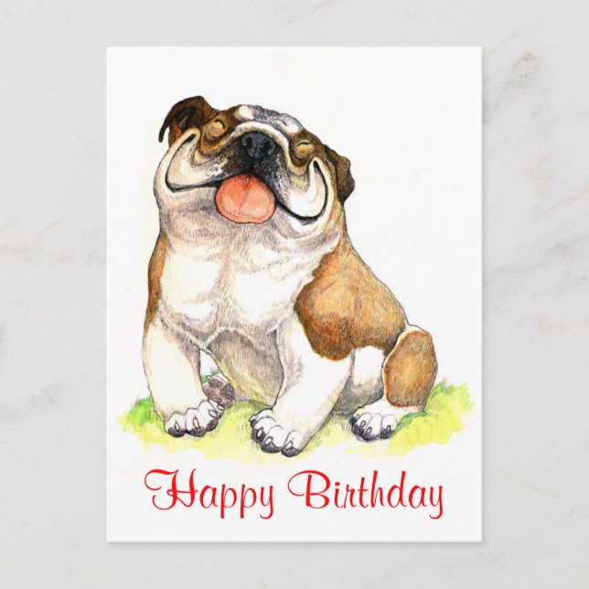 Feliz cumpleaños Bulldog Papicolau, tarjeta postal (Anverso)