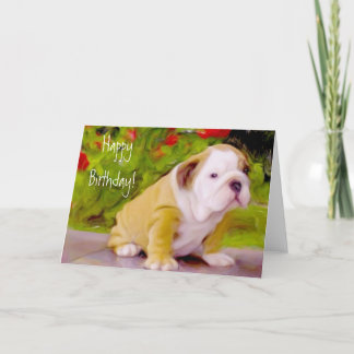 Feliz cumpleaños Bulldog tarjeta de saludo de arte