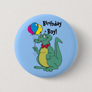 Feliz Cumpleaños Caimán Botón de Globo