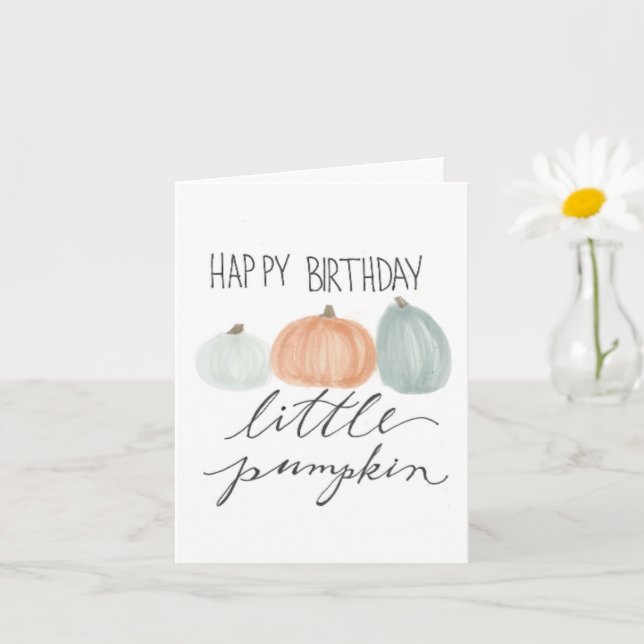Feliz cumpleaños, calabaza pequeña, tarjeta de sal (Planta pequeña)