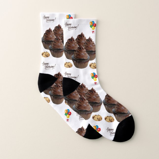 Feliz Cumpleaños Calcetines Cupcakes para Hombres  (Par)