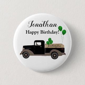 Feliz Cumpleaños Camión Globos Botón Pin