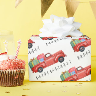 Feliz Cumpleaños Camión Rojo y Papel de Regalo