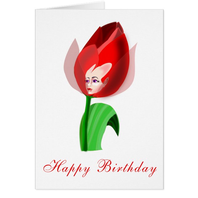 Feliz Cumpleaños Card Pequeño Tulip Chica (Frente)