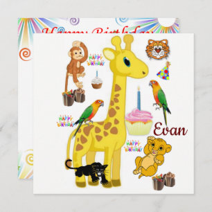 Feliz cumpleaños, carta invitación a Giraffe Mono