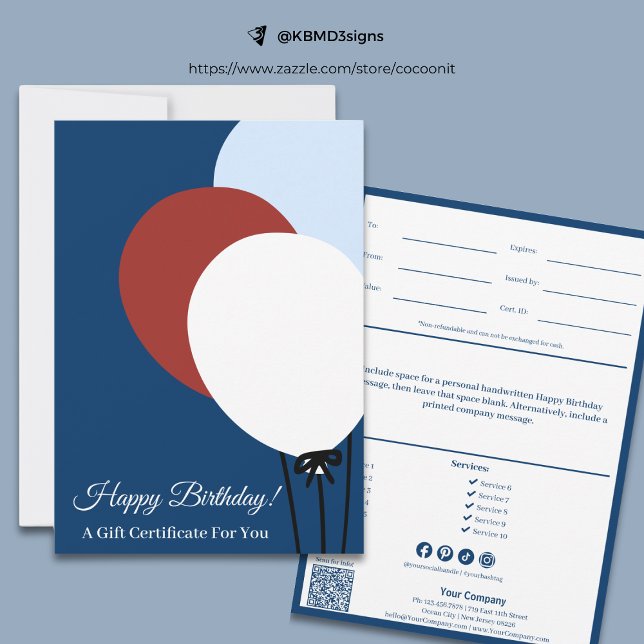 Feliz cumpleaños, certificado de regalo de globo r (Happy Birthday Red Balloon Gift Certificate)