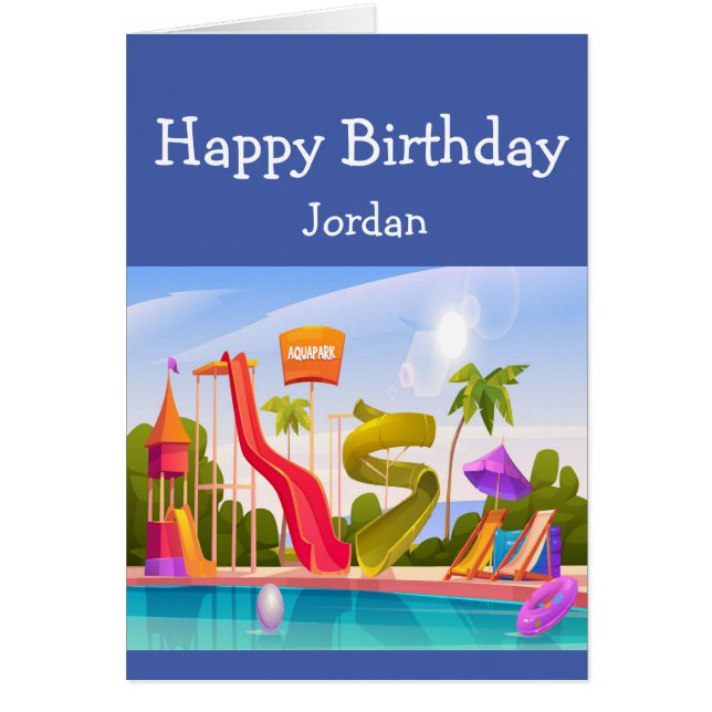 Feliz cumpleaños Chica ama el parque acuático (Frente)