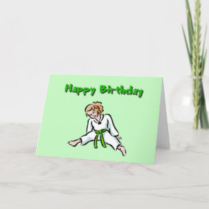 Feliz cumpleaños Chica Martial Arts Tarjeta de bie
