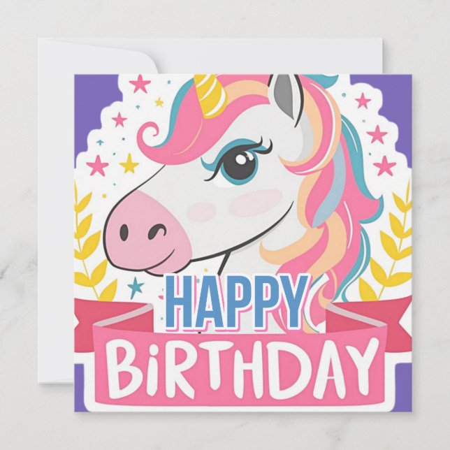 Feliz cumpleaños Chicas Bday Unicorn Nombre person (Anverso)