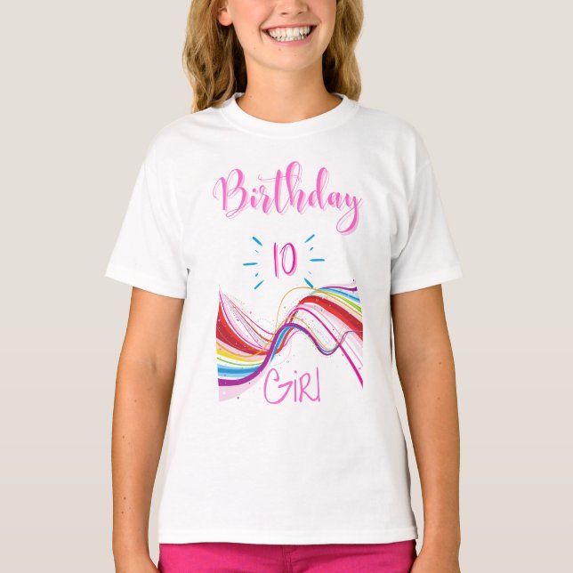 Feliz cumpleaños, Chicas, camiseta de 10 años (Anverso)