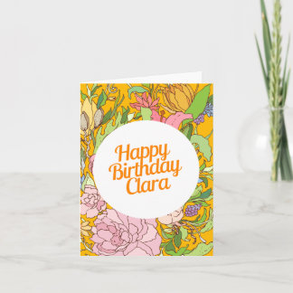 Feliz cumpleaños Clara | Tarjeta de cumpleaños flo