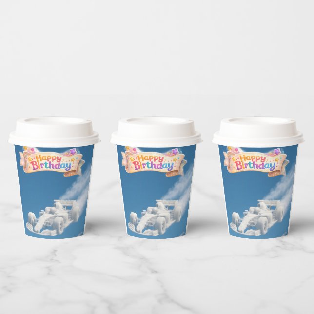 Feliz cumpleaños coche de carreras nube vaso de pa (Multi)