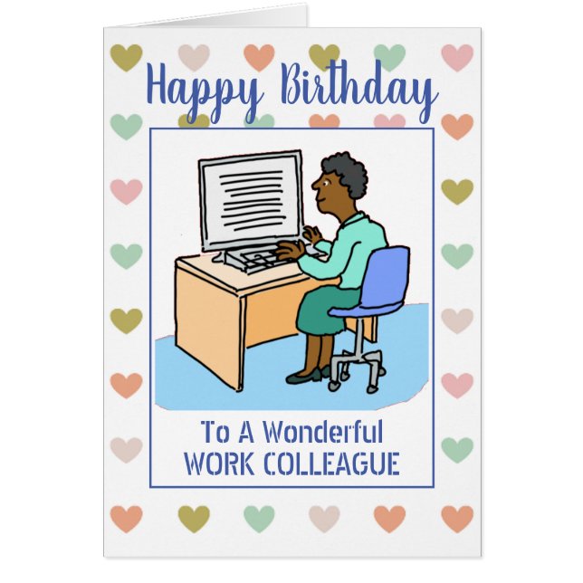 Feliz Cumpleaños Colega de Trabajo de Oficina Negr (Frente)