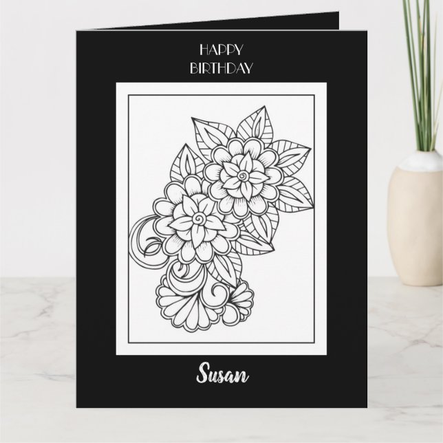 Feliz cumpleaños Colorante tarjeta de felicitación (Anverso)