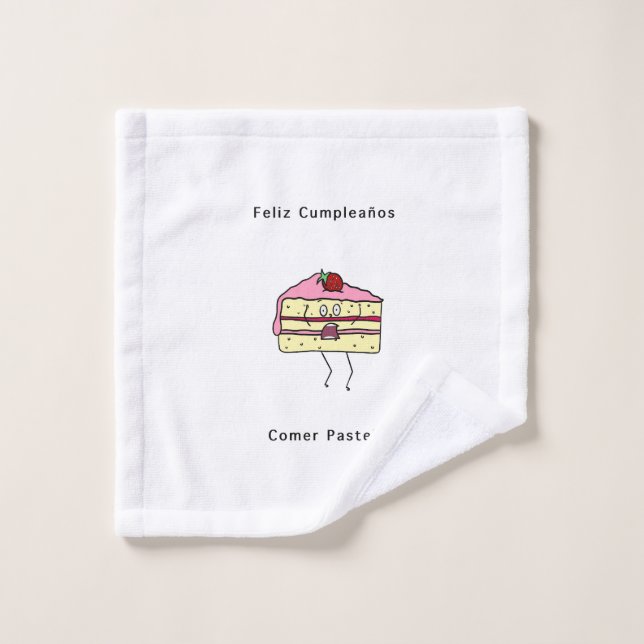 Feliz Cumpleaños Comer pastel, cumpleaños  (Toallita)