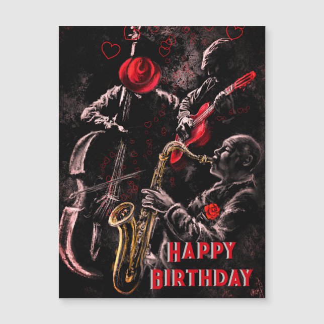 Feliz cumpleaños con banda de música de jazz (Anverso)