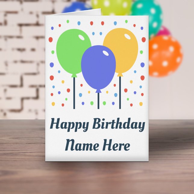 Feliz cumpleaños con globos de colores (Happy Birthday Card with Colored Balloons)