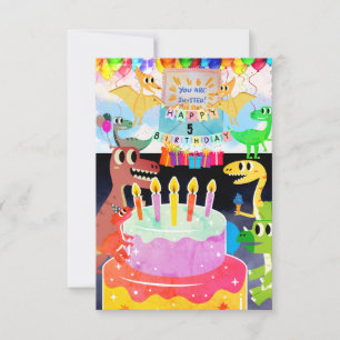 Feliz cumpleaños con invitación de dinosaurios